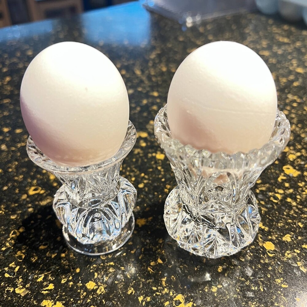 ❤️  Two (2) Crystal Egg Cups/Toothpick holders ❤️